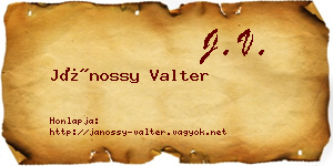 Jánossy Valter névjegykártya